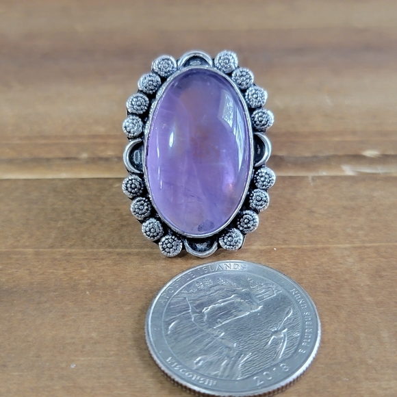 Native Amethyst Gemstone Ring Size 7 925 Silver Boho Womens Jewelry West… - Picture 2 of 6